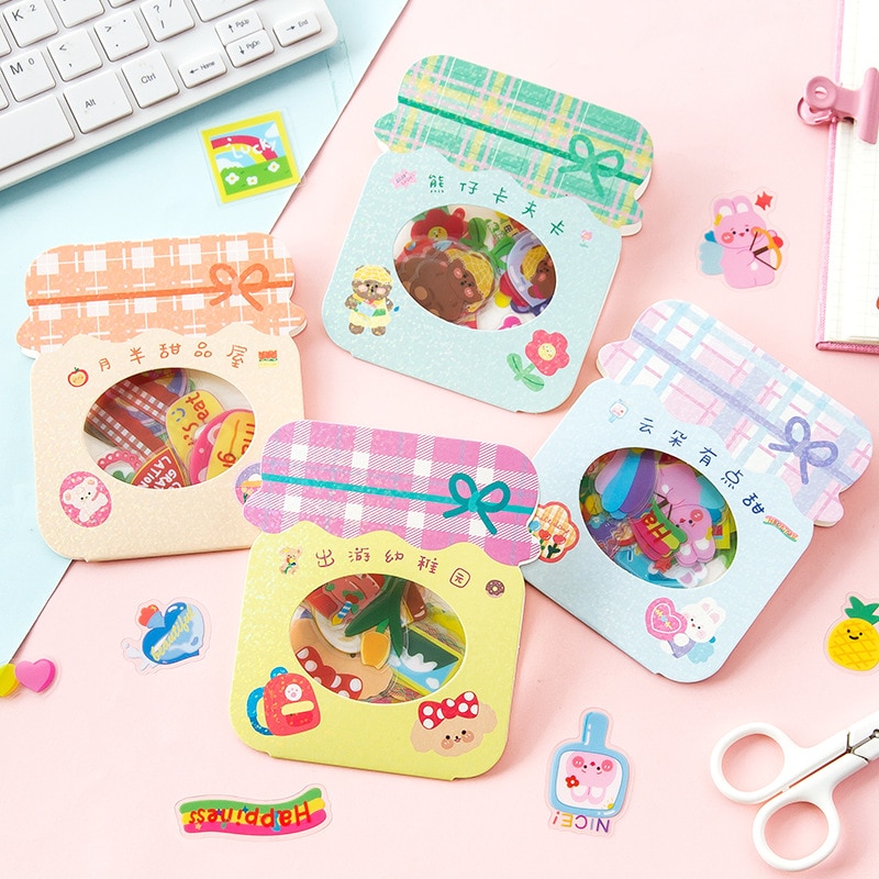 Mohamm 40Pcs/Box Candy Shop Stickers PVC Cute Journal DIY Decorative Stickers Student Stationery
