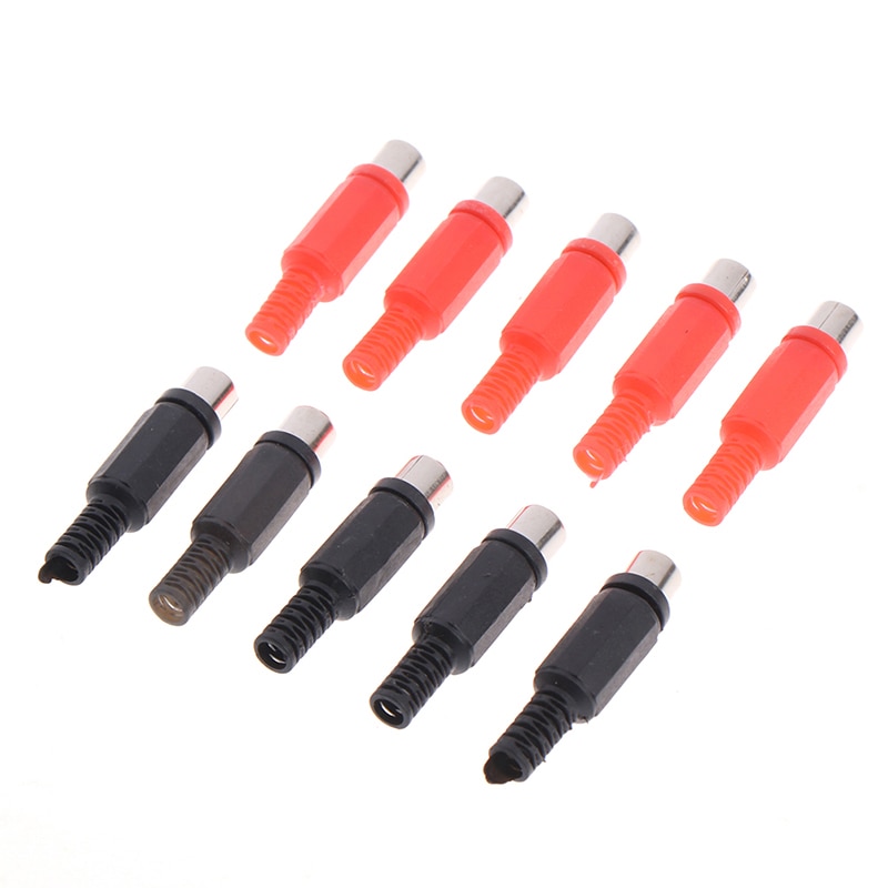 10 Pcs/ RCA Audio Connectors Female Welding Jack Cold Pressure Socket Adapter 50V 0.5A