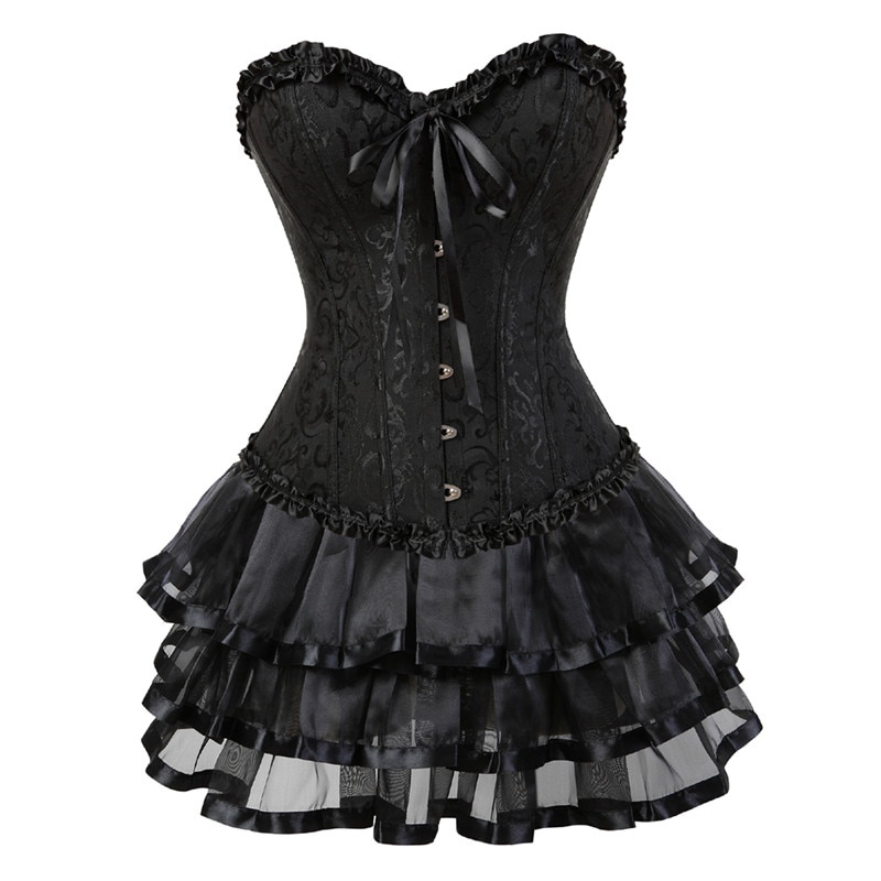sexy corsets for women plus size costume overbust burlesque corset and skirt set tutu corselet victorian fashion gowns