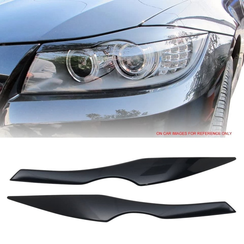 Black Headlight Lid Eyebrow Headlight Eyelids Decoration for-BMW E90 3 Series 320I 330I 335I 2005 - 2012