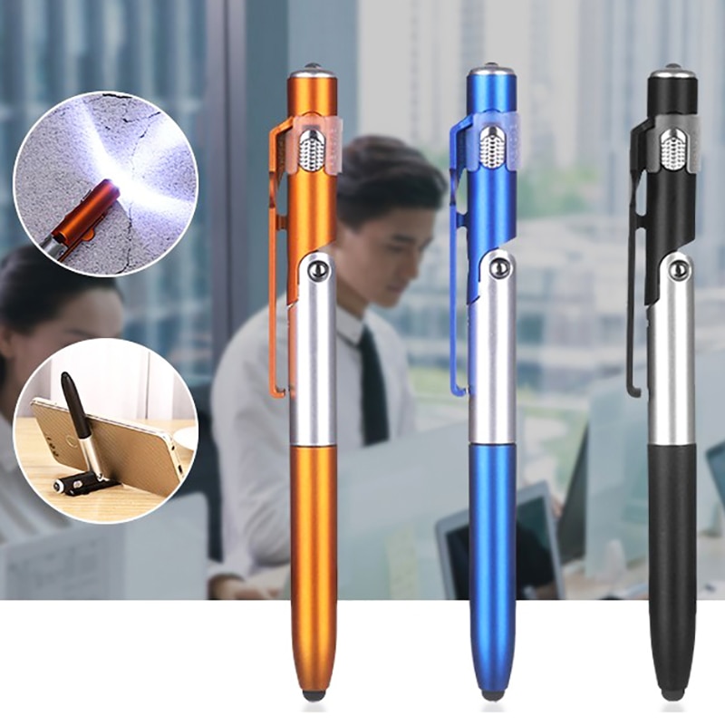 Ballpoint Pen Multifunctional LED Light Folding for Phone Holder Night Reading Homework Student Pen School Stationery Pen