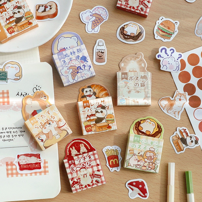 45 pcs /Pack Cute Animal Club Series Creative Handbook Decoration DIY Stickers