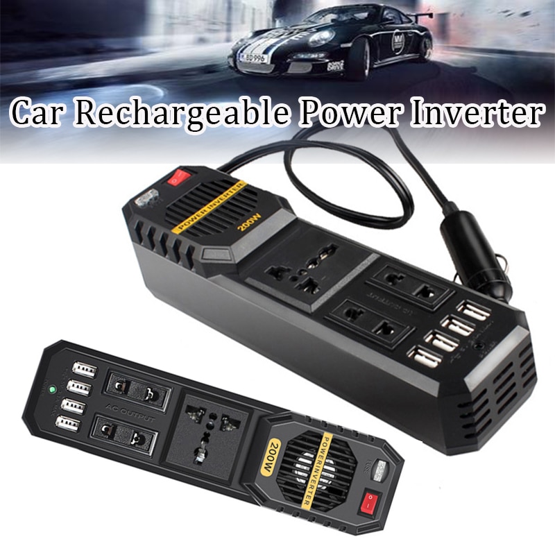 200W 12V-220V Universal Plug + 4 USB Interface Modified Sine Wave Car Inverter Power Socket Car Electronics Accessories