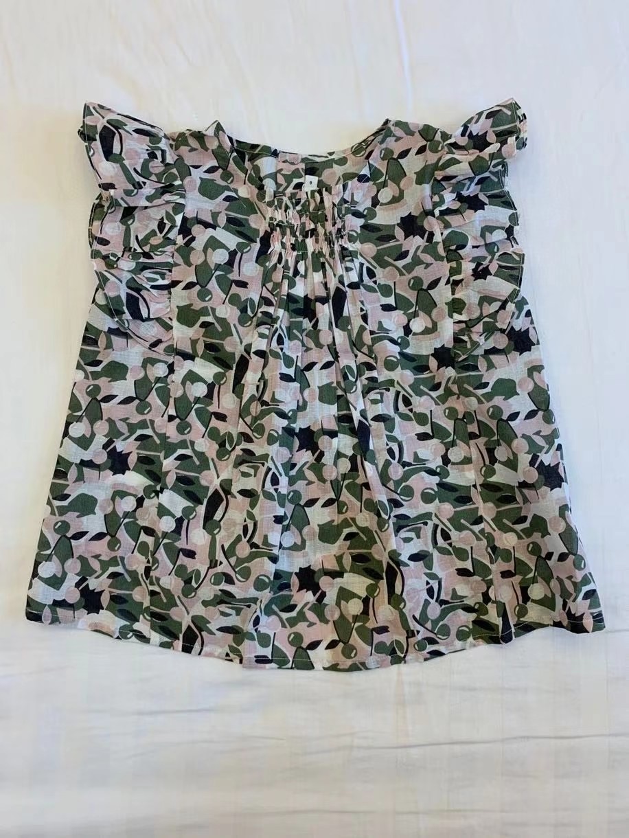 2021Presale April 15th Kids smocking design tops colourful floral pattern cotton girls tops