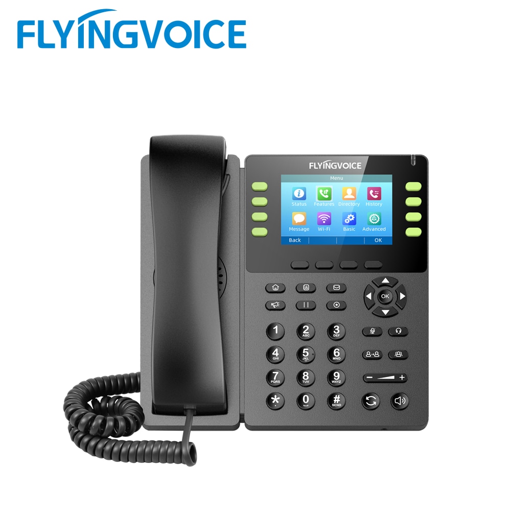 Flying Voice FIP14G VoIP Phone with POE 3.5 "color Screen 8 SIP Lines IP Telephone Business Office Landline Support 2.4G Wi