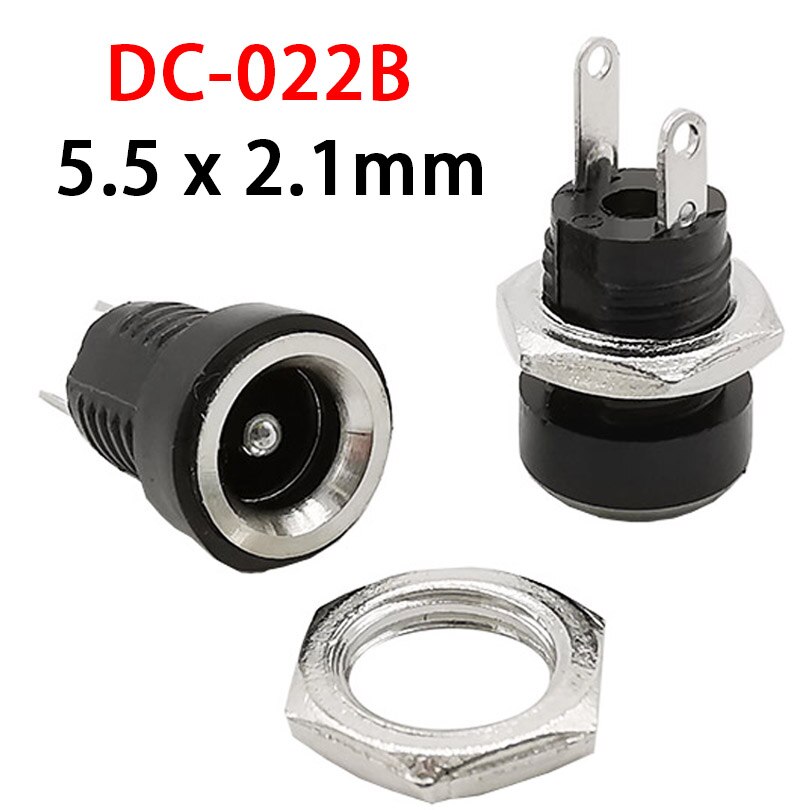2/5/10Pcs 5.5x2.1mm DC-022B 3A 12V DC Power Supply Jack Socket Female PCB Panel Mount Connector DC022B 5.5*2.1mm 2 Leg Terminals