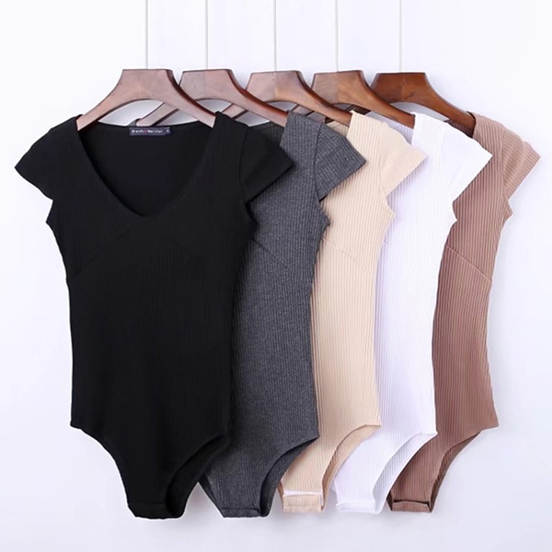 Summer Jumpsuit Fitness Basic Romper Women Streetwear Club Party Sexy Bodysuit female Overalls Short Sleeve Playsuit Coveralls