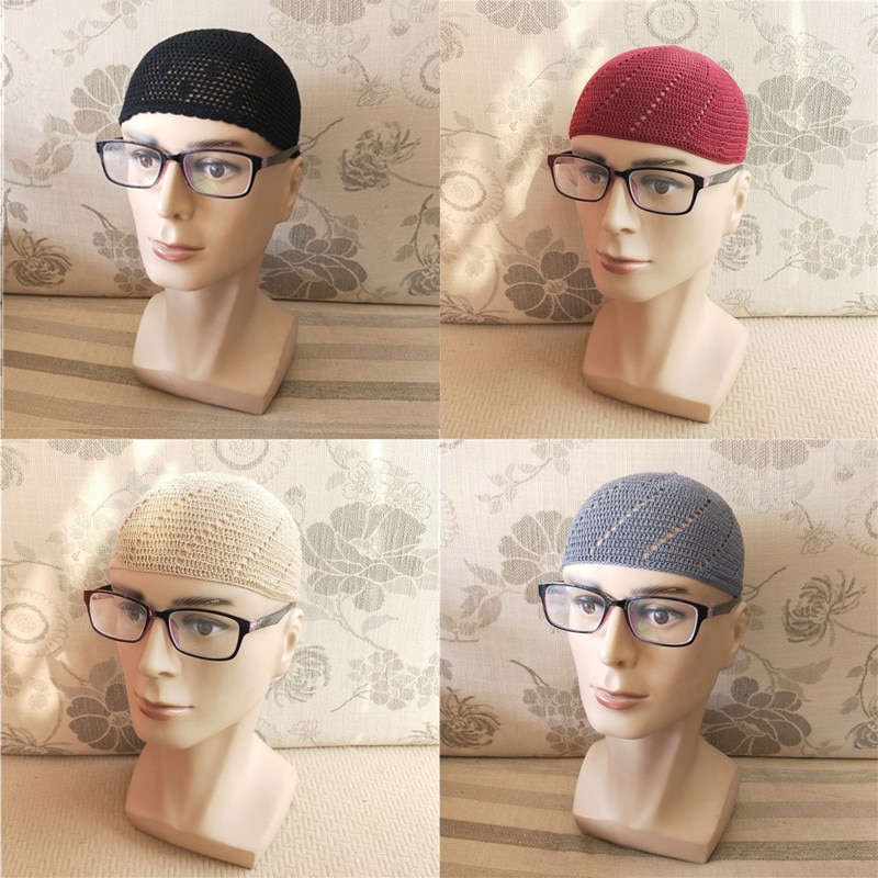 New Muslim men's prayer hat net hat Turkish Arabic knit hat islamic hat turban Arabic hand-crocheted hat islamic fashion