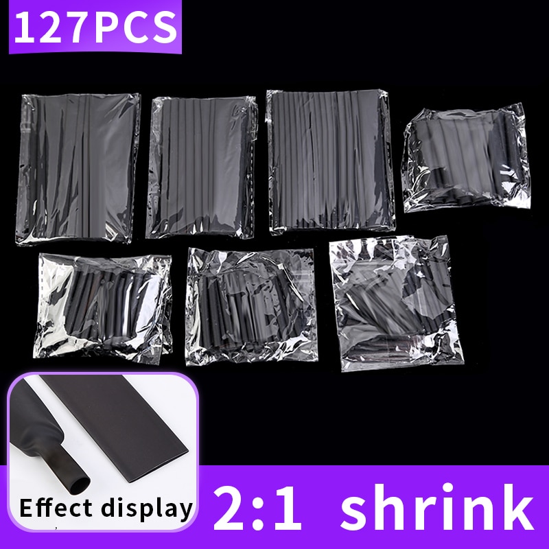 127pcs Thermoresistant tube Heat Shrink wrapping, termoretractil Shrinking Tubing Assorted Wire Cable Insulation Sleeving