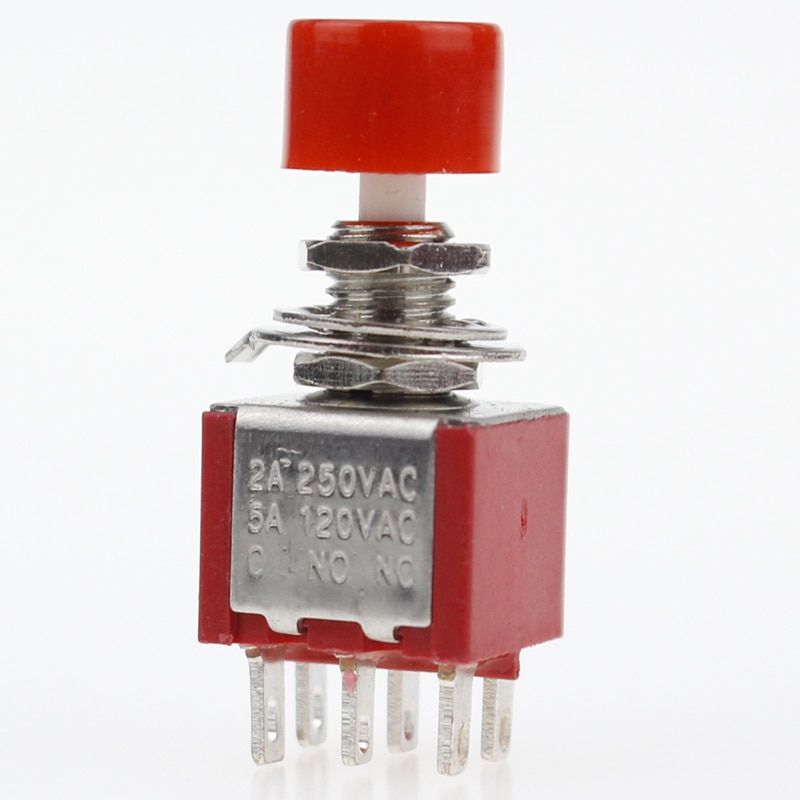5Pcs/Lot 6 Pins C-NO-NC 6mm Mini Momentary Automatic Return Push Button Switch 2A 250VAC/5A 120VAC Toggle Switches DS-622