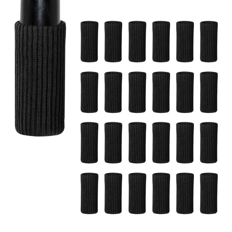 24 Packs Chair Leg Socks Knitted Furniture Socks Leg Floor Protectors Furniture Table Feet Covers(Black)