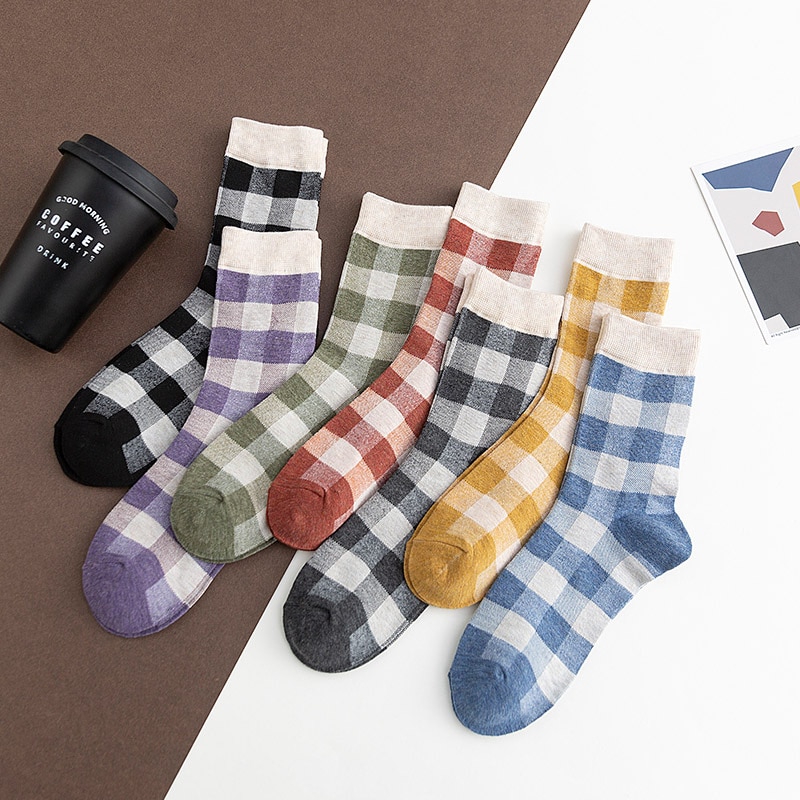 Classic 100% Cotton Socks Plaid Hot Sale Women's Socks Women's Ankle Socks Female Girl's Socks Ankle Socks Woman 