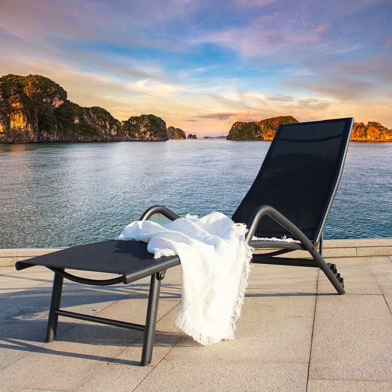Terrace Lounge Chair Embossed Wicker Chair Lounge Chair Folding Chair Black Household Embossed Vine Supplies