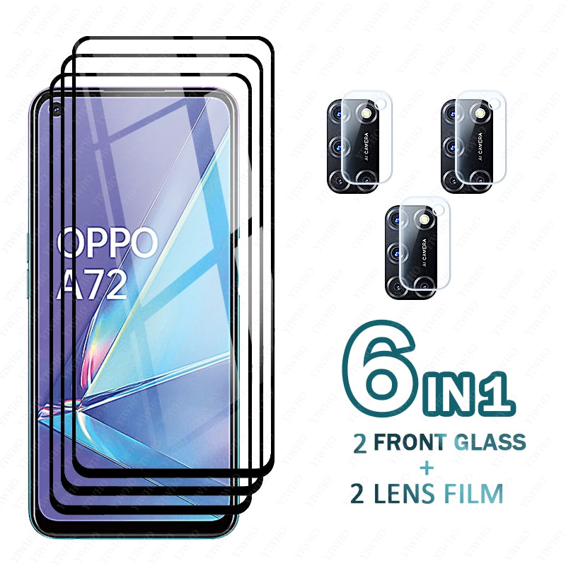 tempered glass on For oppo a72 Screen Protectors Protective Glass for oppo a 72 72a 6.5" CPH2067 Camera lens Phone safety F
