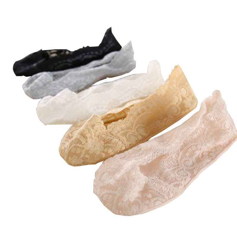2021 New 5 Pairs Fashion Women Girls Summer Thin Socks Non-slip Lace Flower Short Sock Antiskid Invisible Ankle Socks