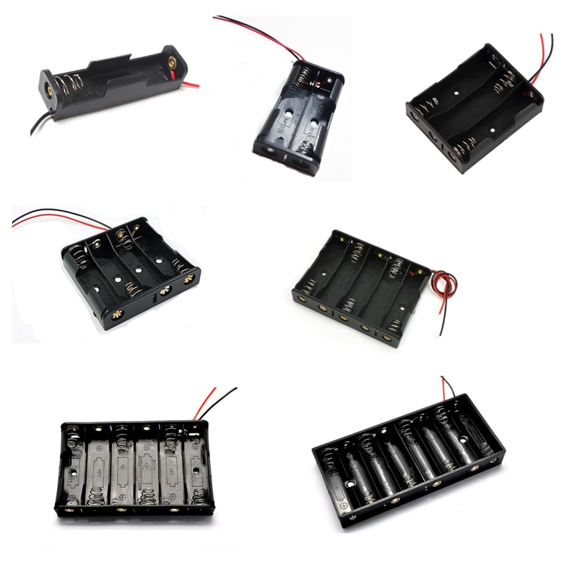 1Pcs 1x 2x 3x 4x 5x 6x 8x AA Battery Holder Box Case With Wire Lead 1 2 3 4 5 6 8 Slot AA Battery Container Power Case For DIY
