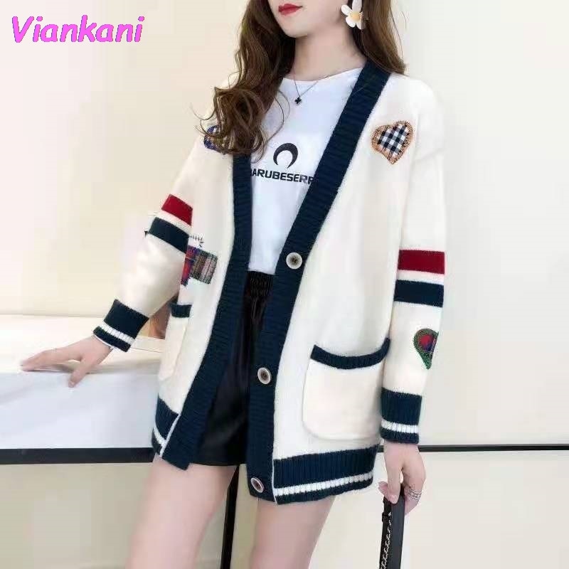Embroidery Cardigan for Women Korean Fashion Loose Women Jackets Autumn Cozy Knitwear Sweater Casual Women's Clothing 2022 