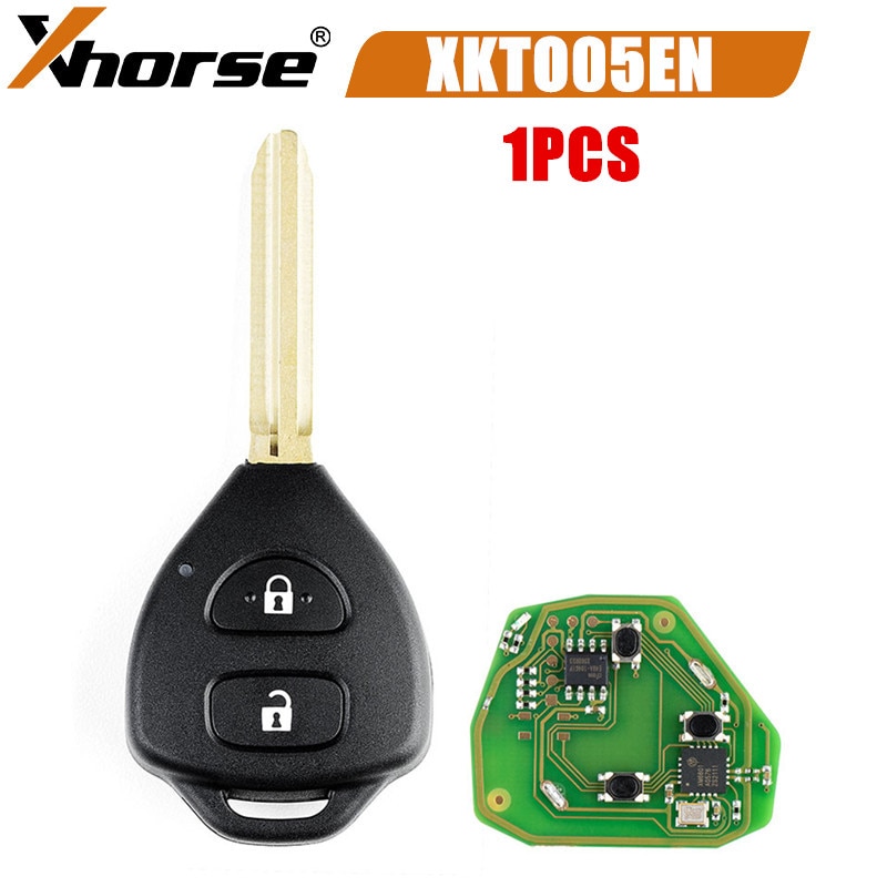 1PCS Xhorse VVDI2 XKTO05EN Wired Universal Remote Key for Toyota Style Flat 2 Buttons
