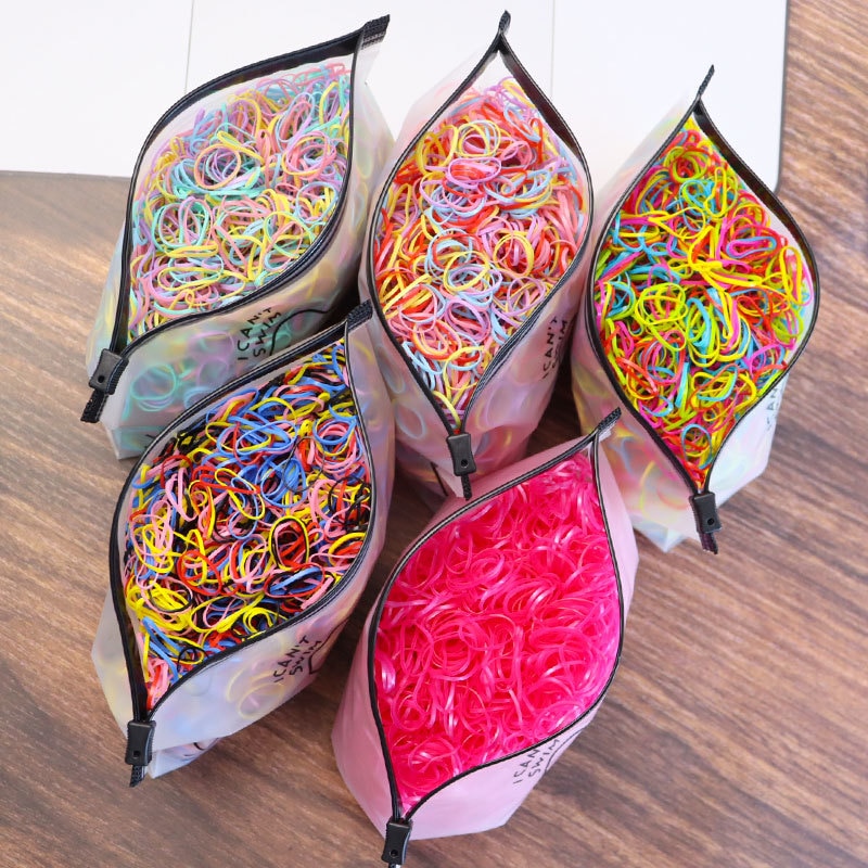 1000PCS Disposable Rubber Band Hairband For Children Ponytail Hairs Ties Colourful Elastic Hair Bands Baby Hair Accessories