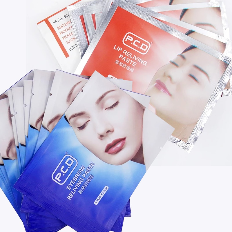12pcs Eyebrow Reliving Paste Lip Wet Relieve Patch Mask Repair Painless Cream Strong Tattoocare Permanent Makeup Accessories