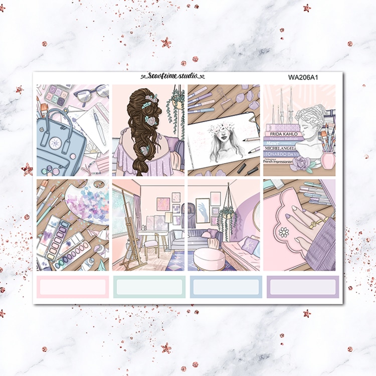 7pcs Studio Sticker Set Kawaii Stationery Stickers Decorative Sticker DIY diary Scrapbooking album Stickers School Supplies