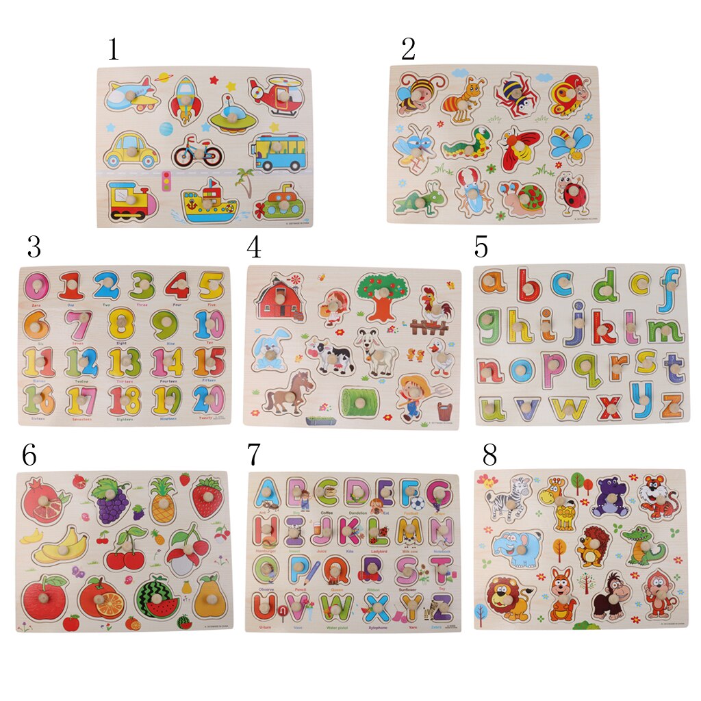 Children Developmental Wooden Traffic Pattern Peg Jigsaw Puzzle Baby Toddler Preschool Educational Toy Birthday Gift Age 2+
