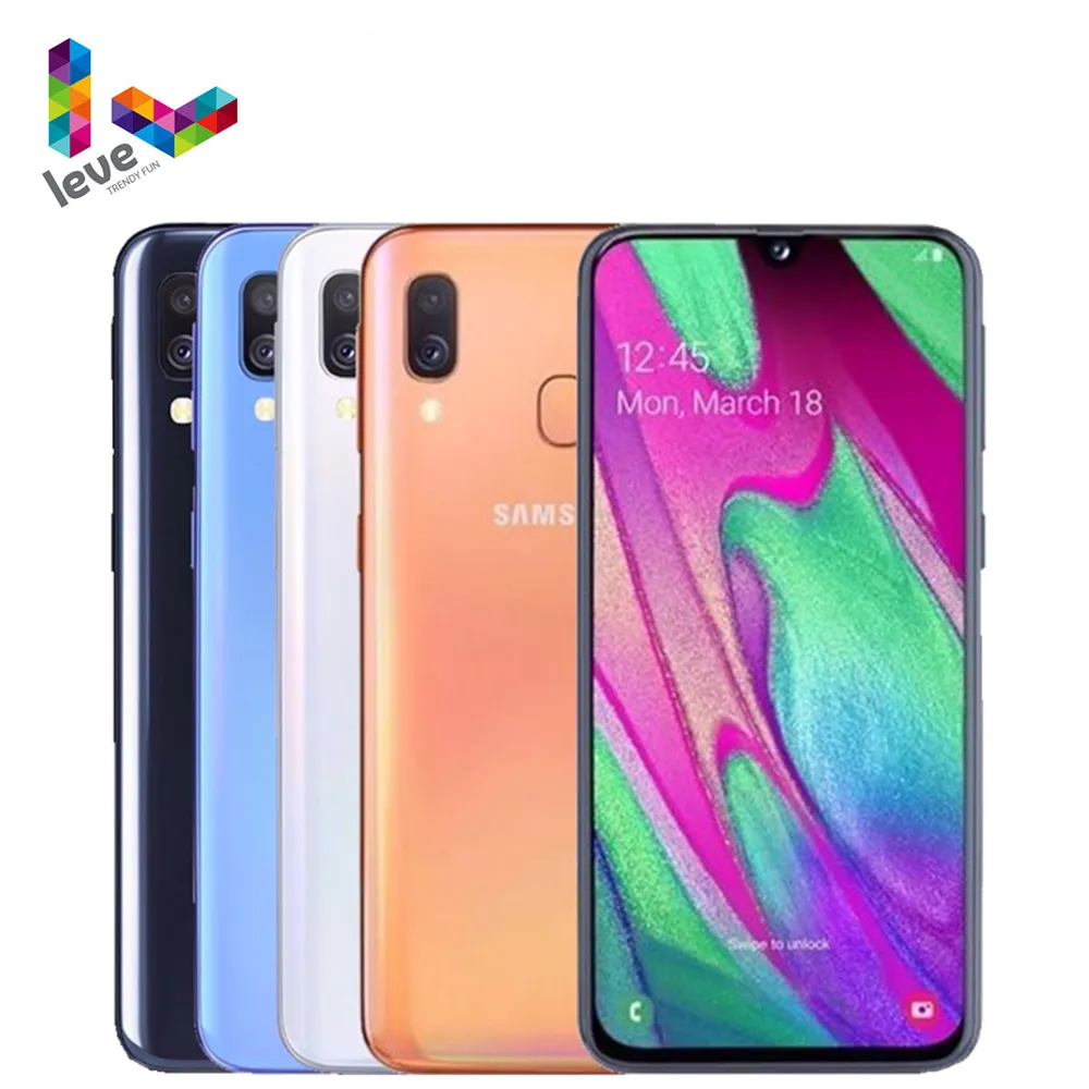 Unlocked Samsung Galaxy A40 A405F/DS 2SIM Mobile Phone 5.9" 4GB RAM 64GB ROM Octa Core 2Cameras 16MP 4G LTE Android Smartph