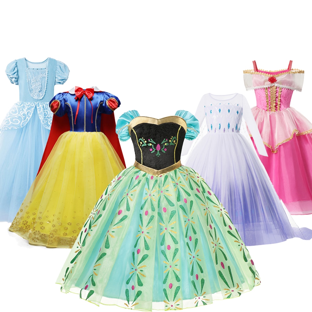 Anna Elsa 2 Girls Dress Princess Costume Halloween Carnival Children Dress up Kids Dresses for Girls Clothing Size 4-10 Years
