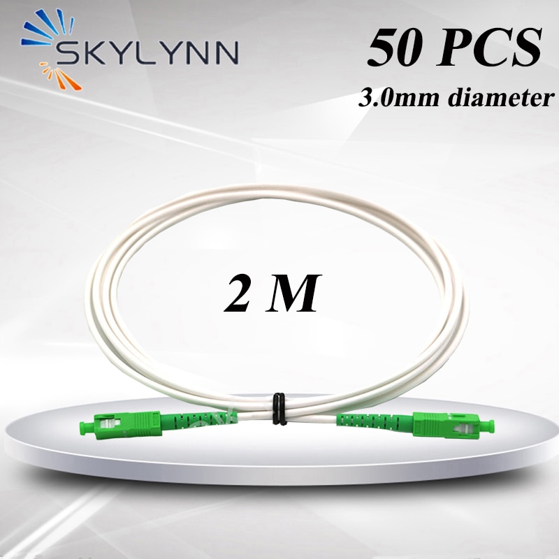 50 PCS 2 Meter SC/APC SM G657A2/G657B3 Fiber Optic Patch Cord, 3.0mm Diameter White Milky LSZH Jacket Optical Fiber Jumper
