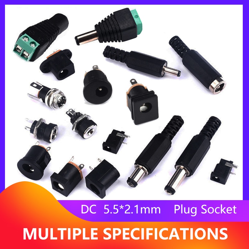 DC Power Jack Socket Connector 5.5*2.1mm Male / Female DC-005 DC022 DC022B DC-025B 5.5*2.1mm DC power plug and socket