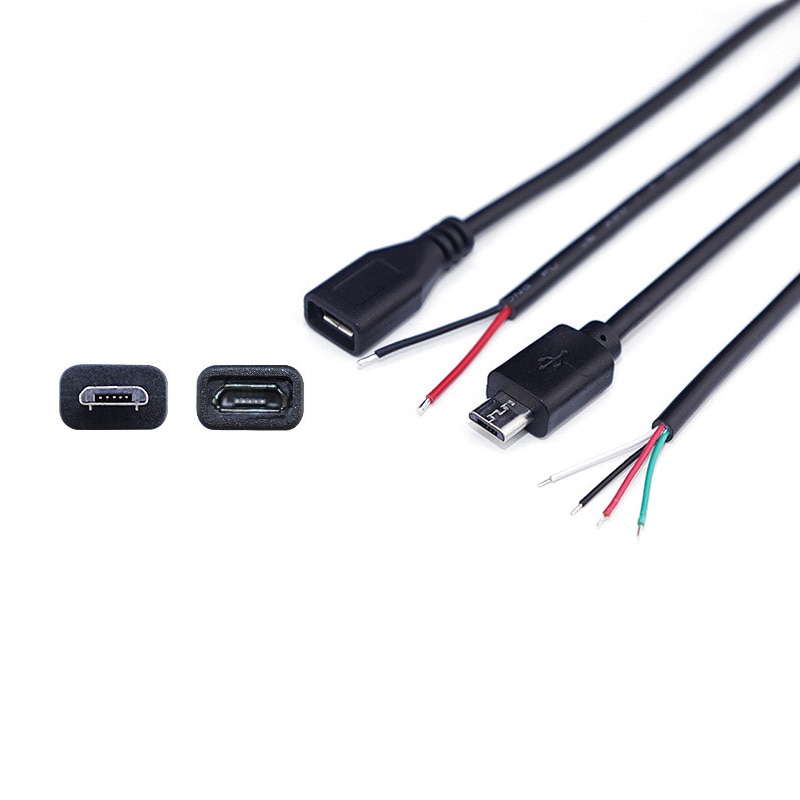 2Pin 4Pin Micro USB Male / Female to Open Cable USB 2 Core Charging Cable