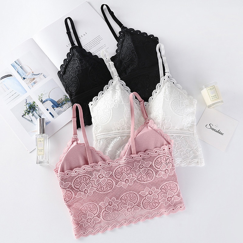 Womens Lace Bra Push Up Bralette Wire Free Adjust Strap Bras Seamless Brassiere