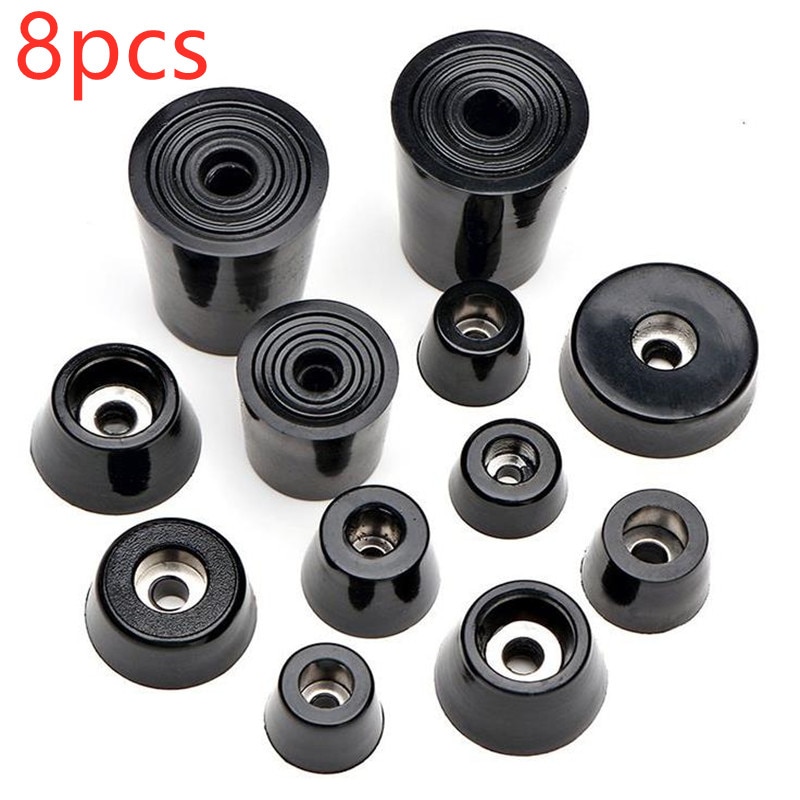 8PCS Black Rubber Feet Tile Floor Protector Shock Pad Non-slip Chair Table Leg Cover Cabinet Bottom Pads Funiture Accessories