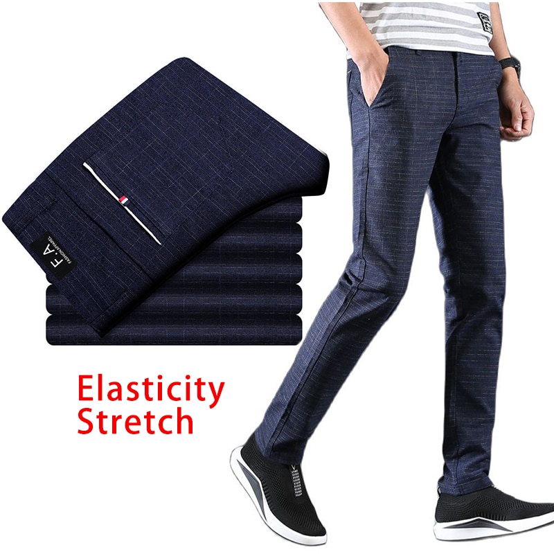 New Men's Striped Casual Pants Men Four Seasons Suit Pants High Quality Business Trousers Men's Straight Harem Pants P