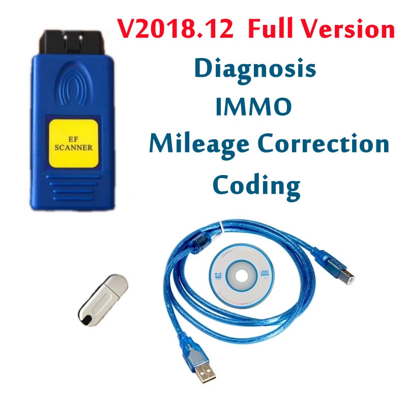Best V2018.12 E/F Scanner II Full Version for BMW EF Scanner OBDII Diagnosis + IMMO + Mileage Correction + Coding 2018.12