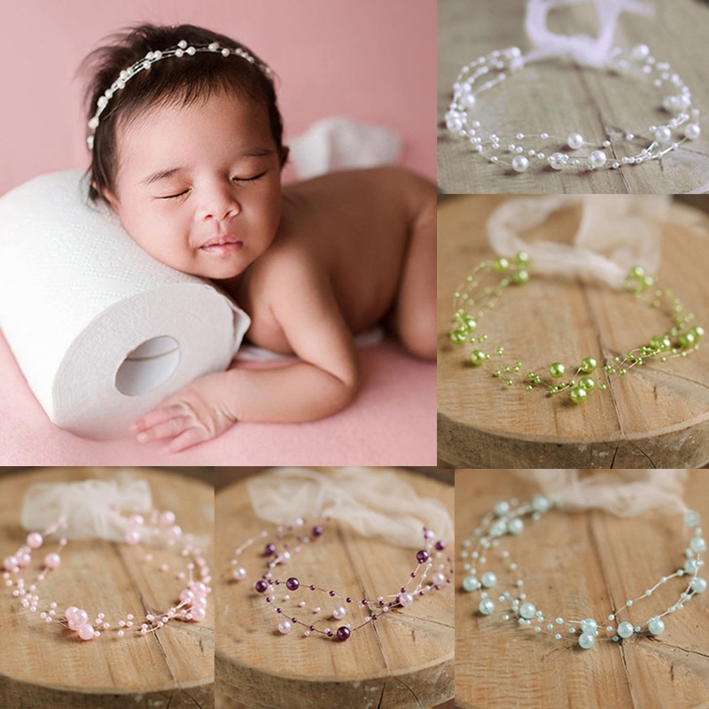 1pc Cute Newborn Photography Prop Baby Pearl Headband Princess Baby Girls Headdress Infants Studio Photo Shooting Accessories