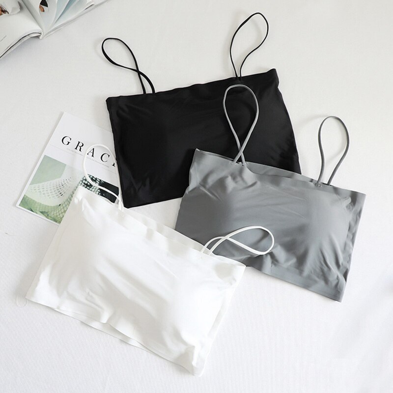 Fashion Sexy Bras for Women Push Up Lingerie Ice Silk Seamless Word Sling Female Tube Top 2021 Fashion