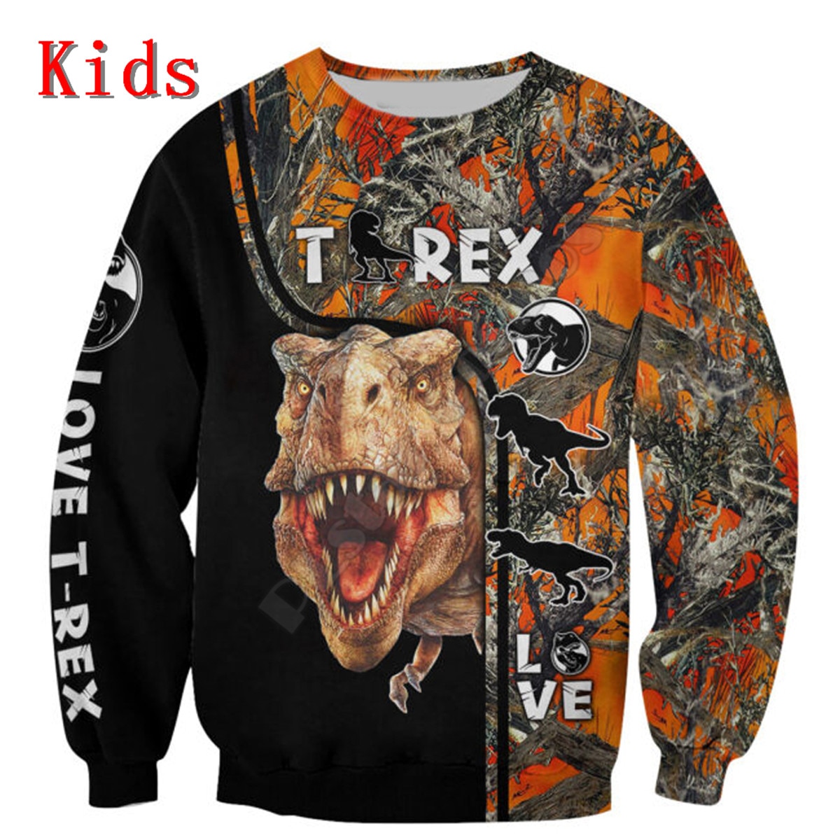 Love Dinosaur Hoodies T-shirt 3D Printed Kids Sweatshirt Long Sleeve Boy For Girl Funny Animal Pullover 11