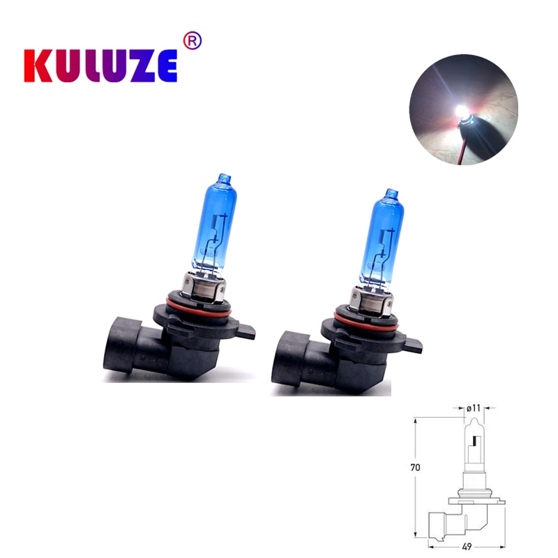 KULUZE 2pcs 9012 HIR2 12V55W Super White Halogen Lights 100W Car Headlights Quartz 9012LL PX22d Headlight Lamps Bulbs Wholesale