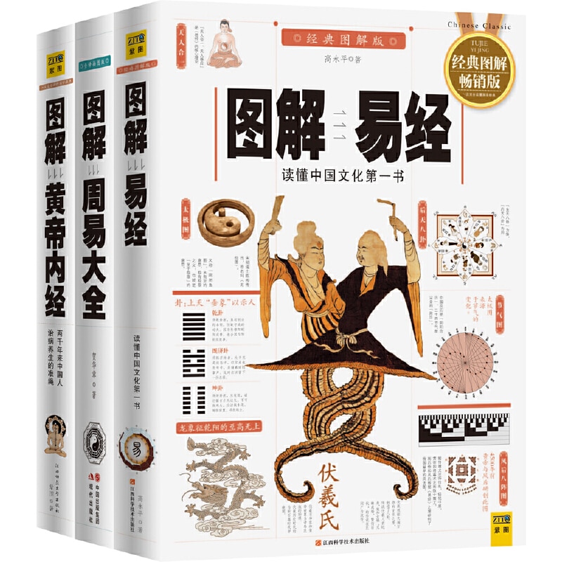 3 Book/set Illustrated The Book of Changes Zhouyi Huangdi Neijing The Yellow Emperor's Medicine Classic Chinese philosophy 