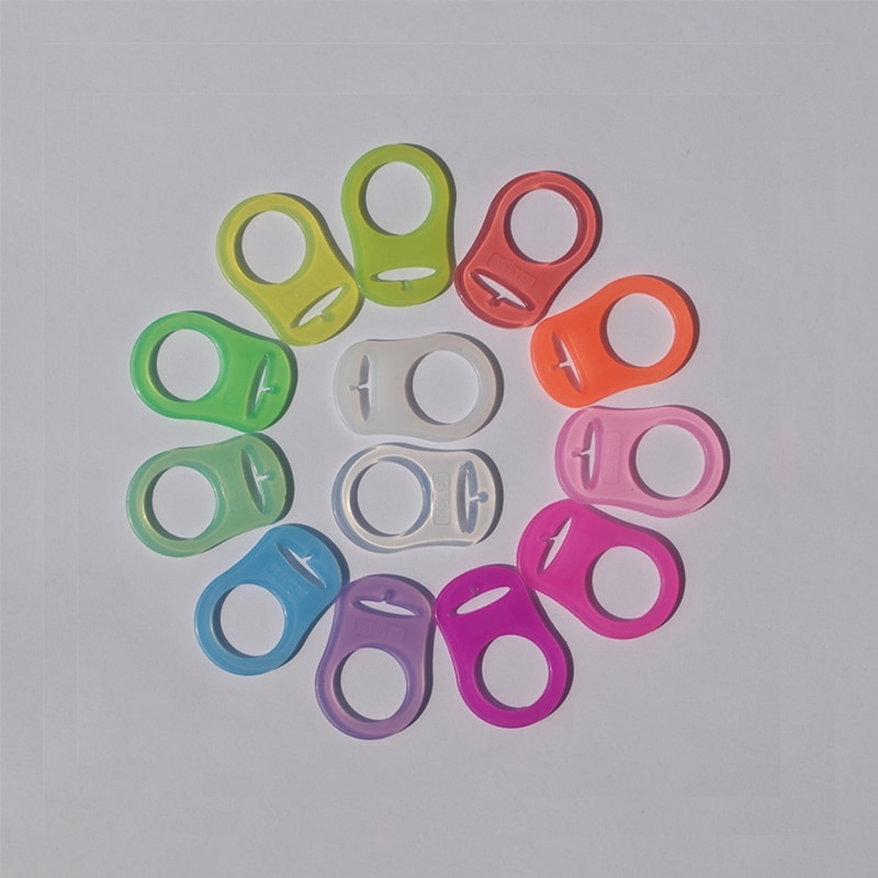5pcs/set Baby Dummy Pacifier Holder Clip Clear Silicone Ring Button Style Pacifier Holder Accessories Adapter for Baby Mam