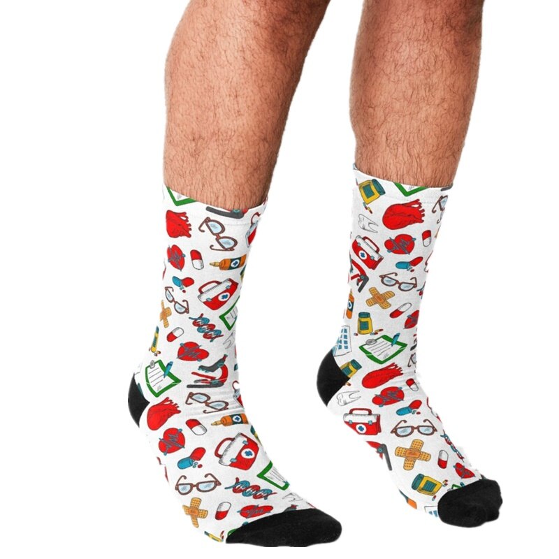 2021 Funny Men's socks Medical tools pattern Printed hip hop Men Happy Socks cute boys street style Crazy Socks for men