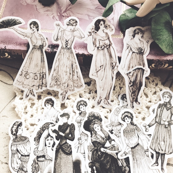14pcs/lot Kawaii Stationery Stickers Vintage Fashion lady DIY Craft Scrapbooking Album Junk Journal Happy Planner Diary Stickers