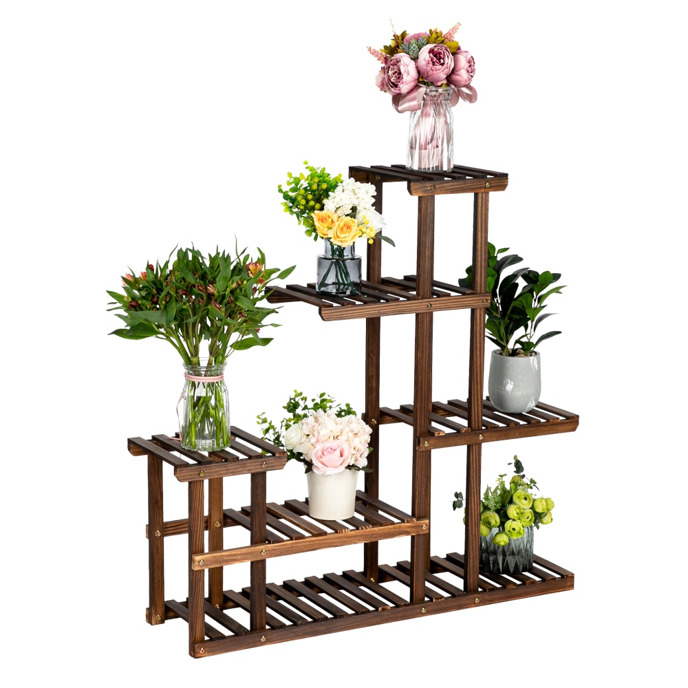 Multi Tier Wood Plant Stand Indoor Flower Pot Holder Bonsai Display Rack Shelf Outdoor Yard Home Garden Patio Balcony