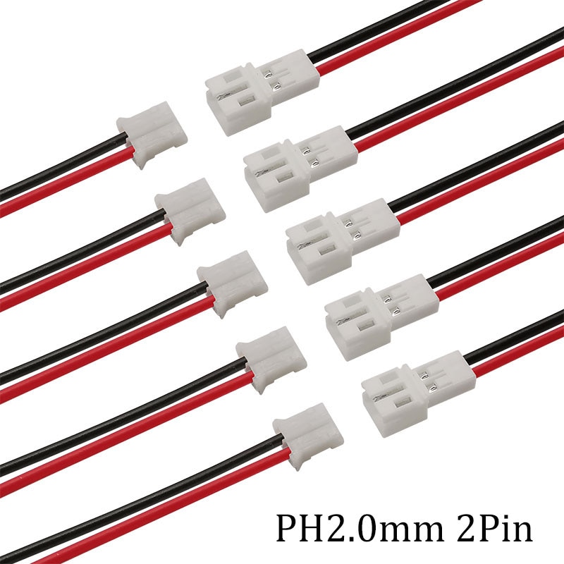 5Pair PH2.0 2Pin JST Wire Connectors Pitch 2.0mm JST 2P Micro Male Plug Female Jack DIY Electrical Cable Adapter 10/15/ 20CM