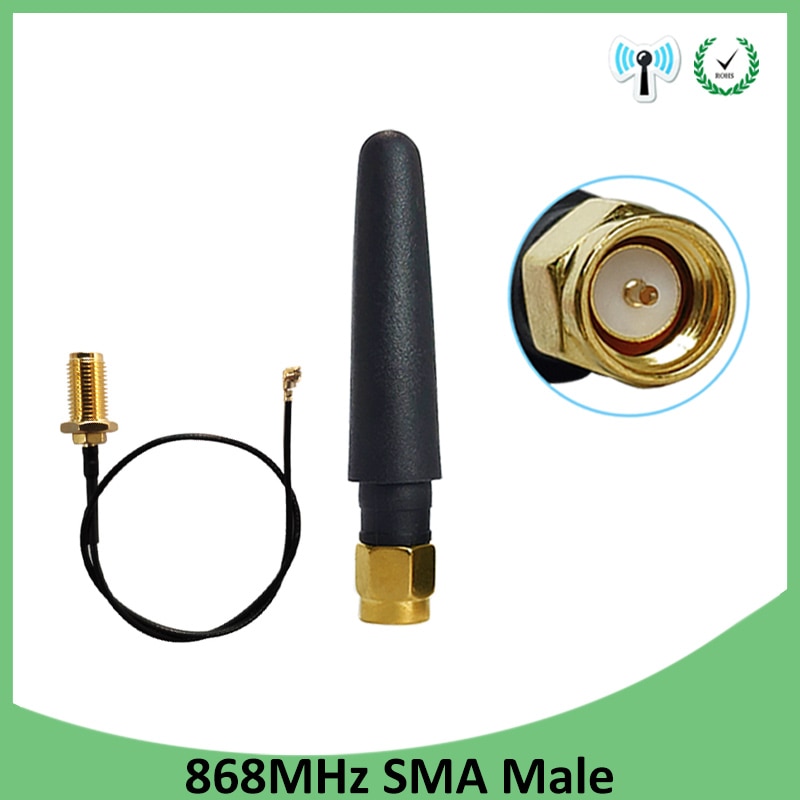 GRANDWISDOM 1/2/5pcs 868mhz antenna 3dbi sma male 915mhz lora antene module lorawan ipex 1 SMA female pigtail Extension Cable