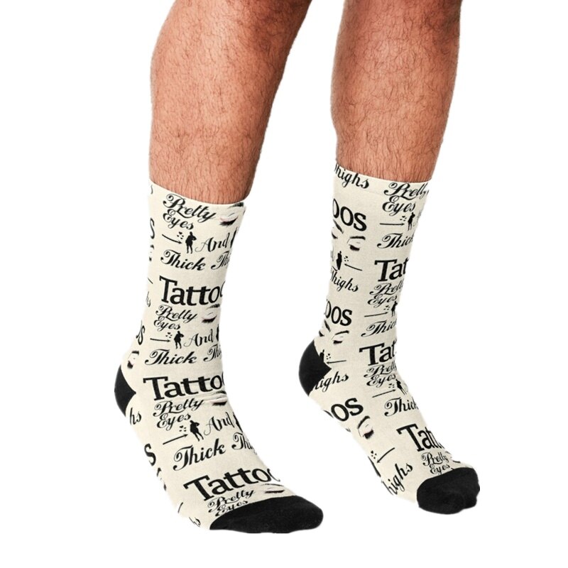 Funny Men's socks Tattoos Eyes and Thick Pattern Printed hip hop Men Happy Socks cute boys street style Crazy Socks for men