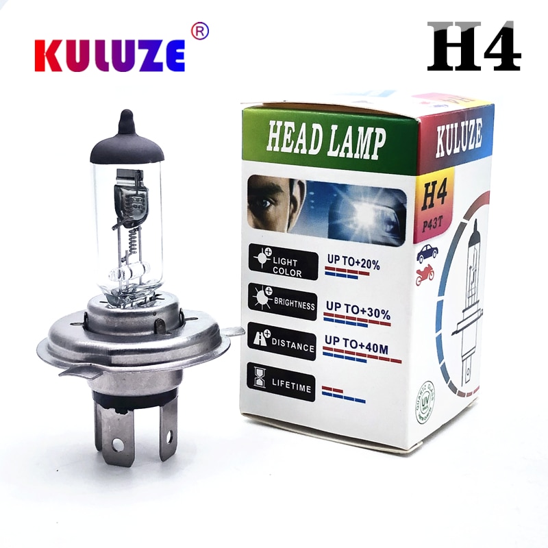 KULUZE 2 Pcs H4 Halogen Bulb High Quality Headlight P43T 12V 60/55W High And Low Light Quartz 24V 70W Car Clear 3200K Head Lamp