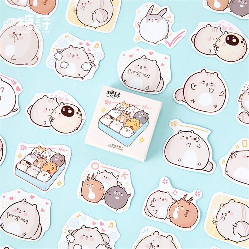 45 Pcs Hamster Friends Kawaii Stickers Scrapbooking Journal Diy Diary Album Stick Label Hand Book Decorative