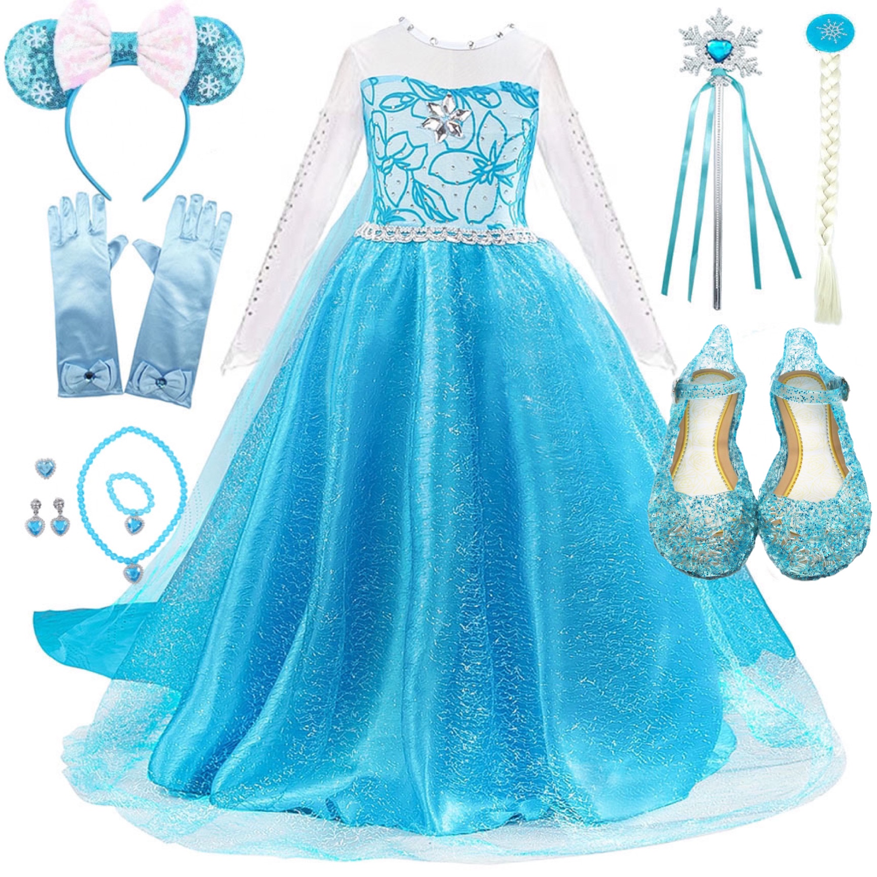 Princess Dresses Snow Queen Girls Fancy Anna Elsa Costume Birthday Party Cosplay Clothing With Long Cloak Wig Vestido XH28